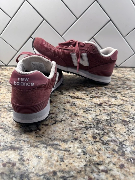New Balance 515 Burgundy and White Low-Top Sneakers - Picture 4 of 5